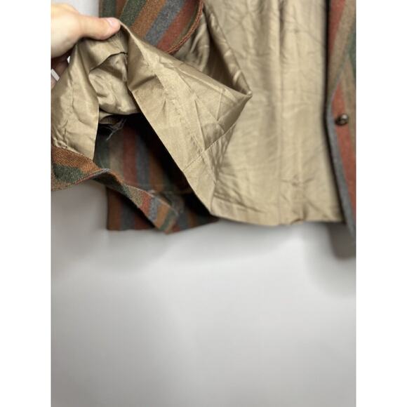 Vintage Coatree Wool Blazer Size Missing Herringbone Stripe Green Gray Brown - Picture 15 of 16